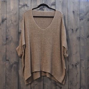 Taupe Chunky Knit Oversized Pullover Sweater Tunic